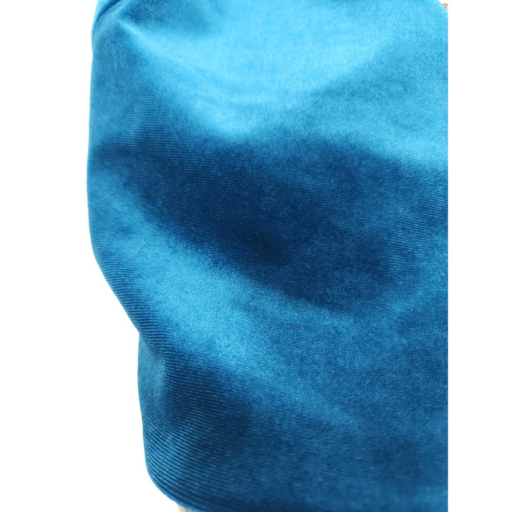Meraki Women L Modern Glam Festival Velvet Crop Top Teal Blu Elastic Back Chains - Picture 4 of 8